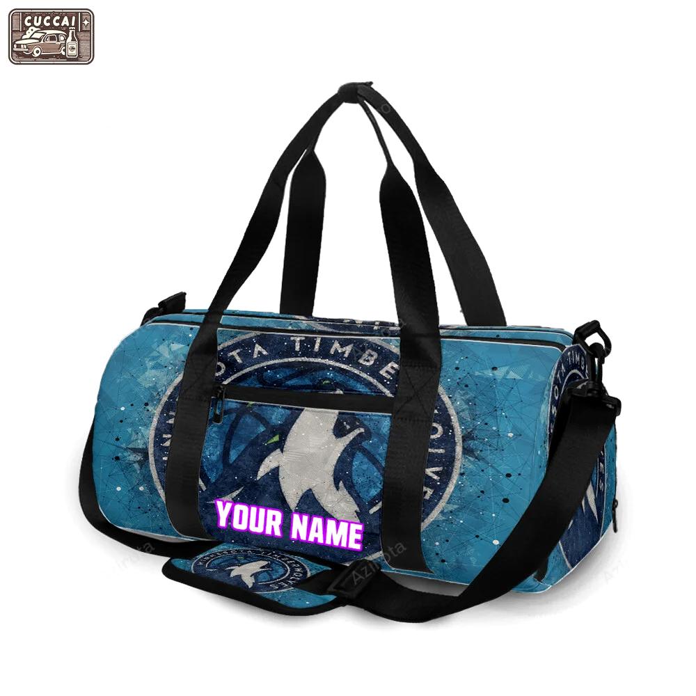 Minnesota timberwolves emblem v15 personalized name travel bag gym bag 1296 Travel Bag