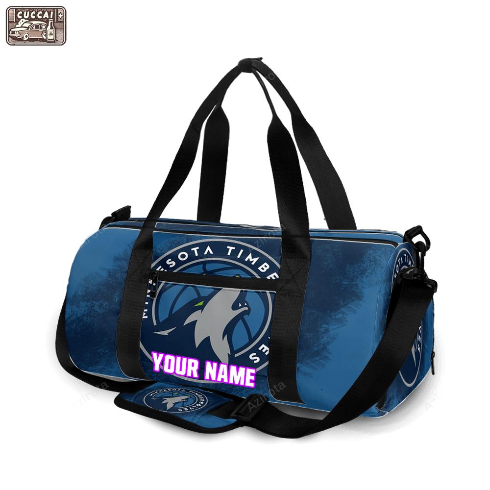 Minnesota timberwolves emblem v19 personalized name travel bag gym bag 1666 Travel Bag
