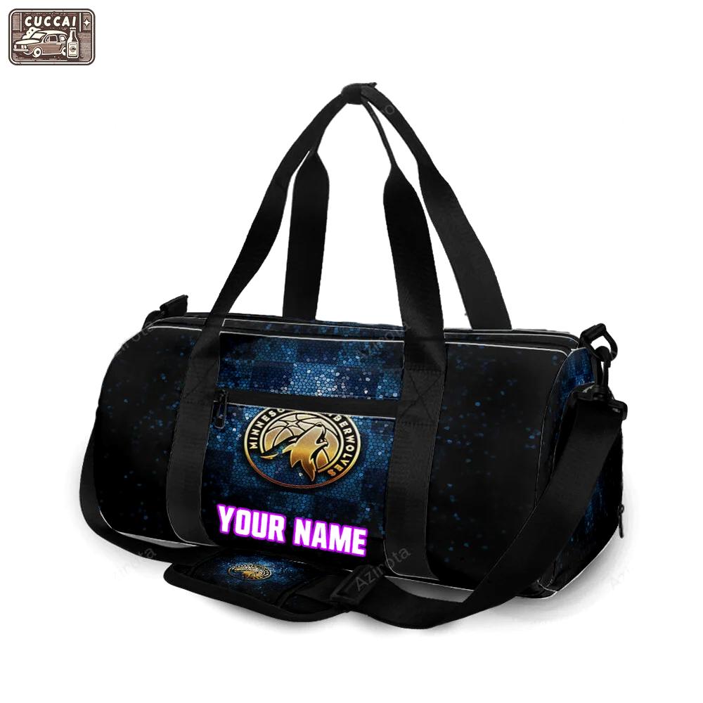 Minnesota timberwolves emblem v26 personalized name travel bag gym bag 218 Travel Bag