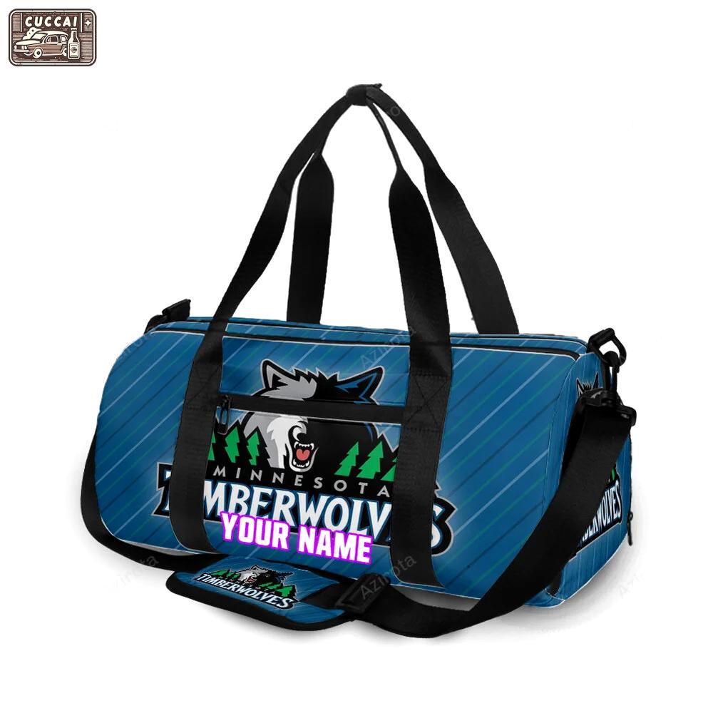 Minnesota timberwolves emblem v4 personalized name travel bag gym bag 1563 Travel Bag