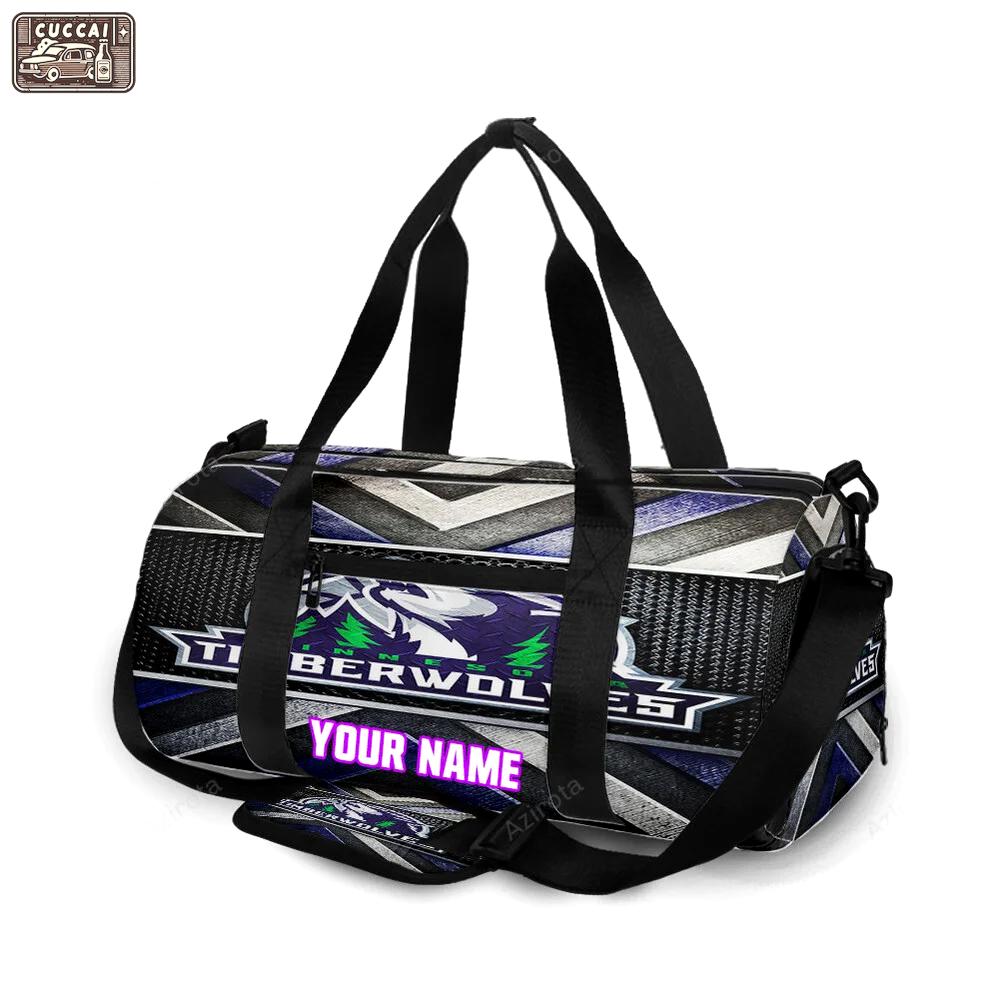 Minnesota timberwolves emblem v43 personalized name travel bag gym bag 612 Travel Bag