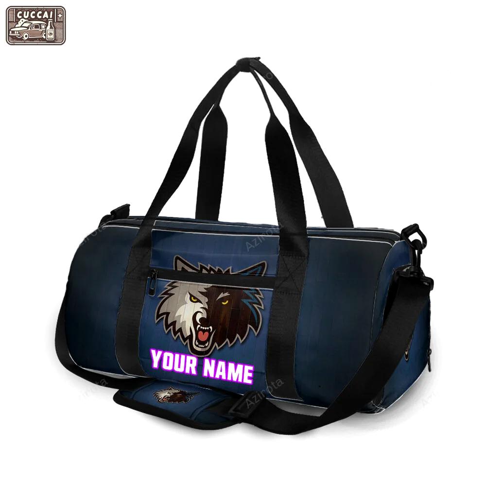 Minnesota timberwolves emblem v5 personalized name travel bag gym bag 28 Travel Bag
