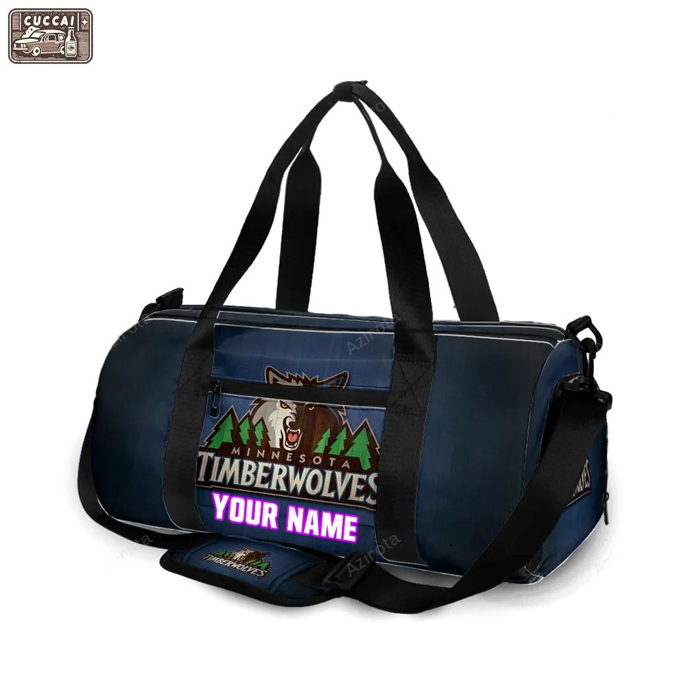 Minnesota timberwolves emblem v6 personalized name travel bag gym bag 1793 Travel Bag