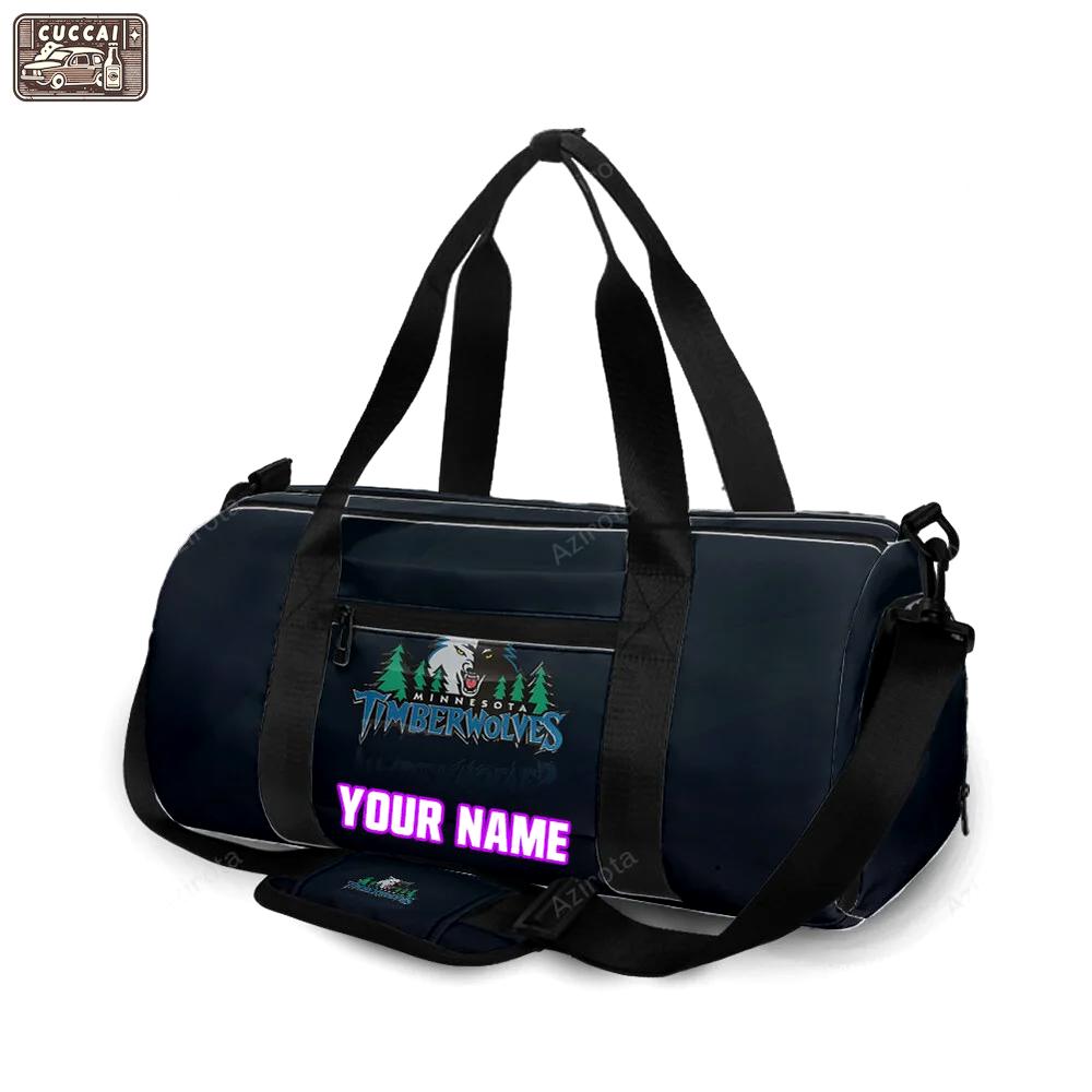 Minnesota timberwolves emblem v8 personalized name travel bag gym bag 87 Travel Bag