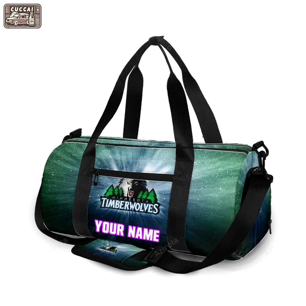 Minnesota timberwolves emblem v9 personalized name travel bag gym bag 82 Travel Bag