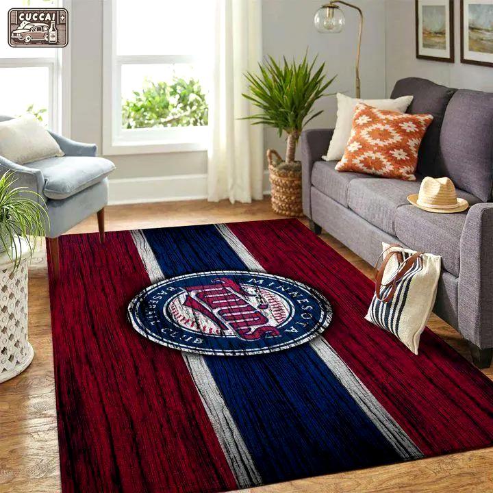 Minnesota twins wooden style area rug mlb baseball team logo home decor v4626 Rectangle Rug