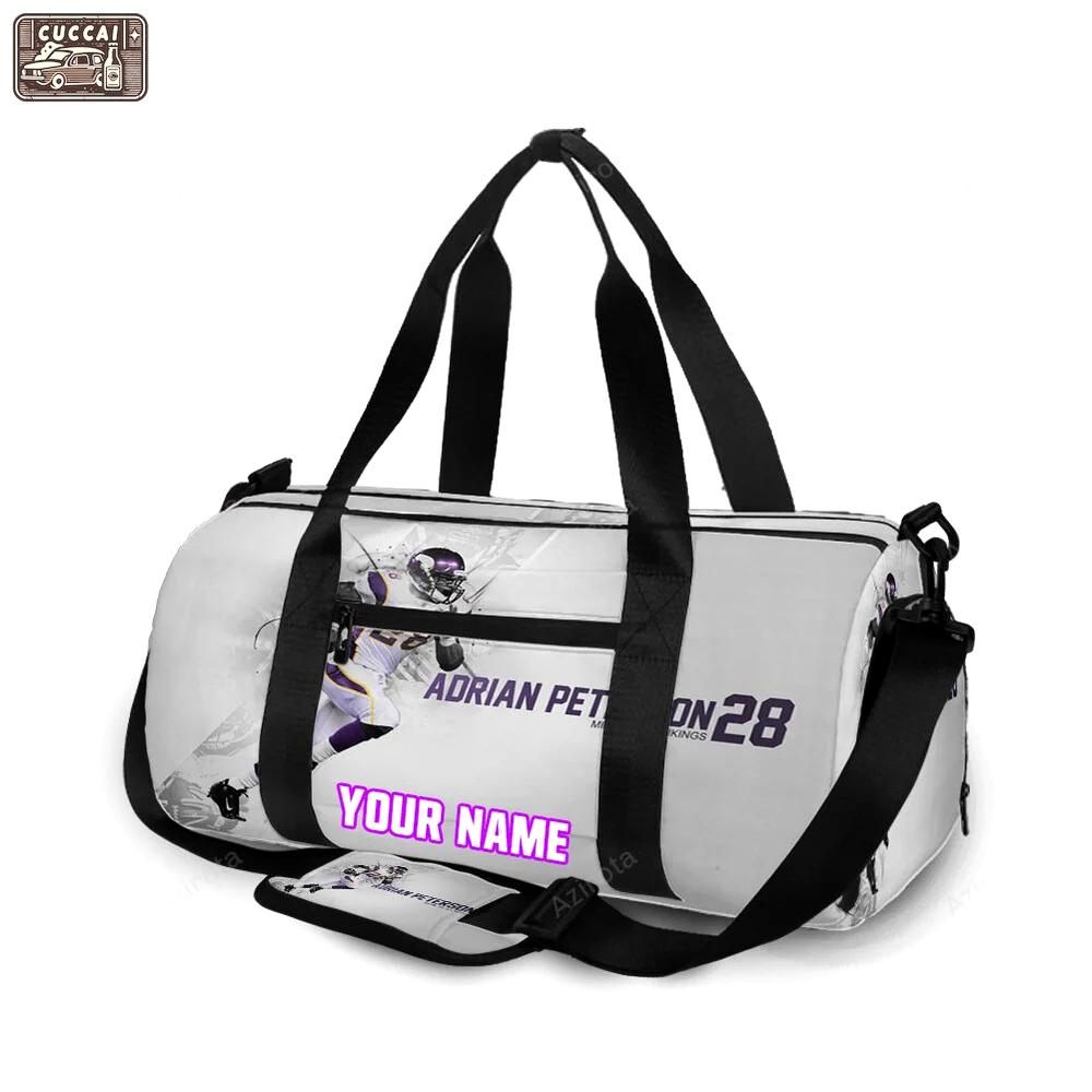 Minnesota vikings adrian peterson 28 v2 personalized name travel bag gym bag 61 Travel Bag