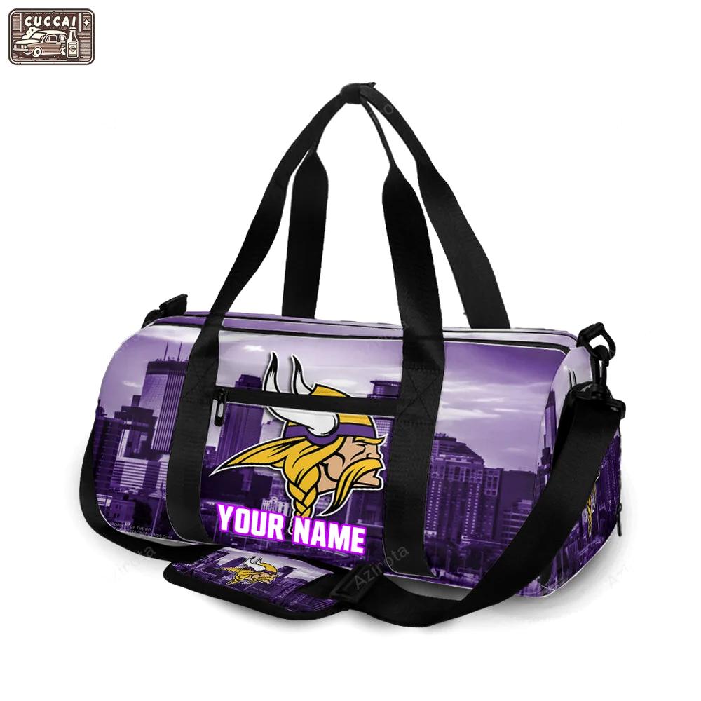 Minnesota vikings emblem city personalized name travel bag gym bag 569 Travel Bag