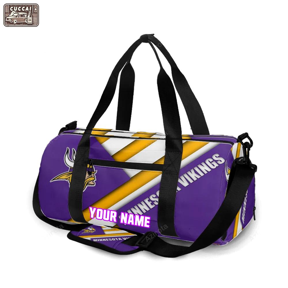 Minnesota vikings emblem flag personalized name travel bag gym bag 93 Travel Bag