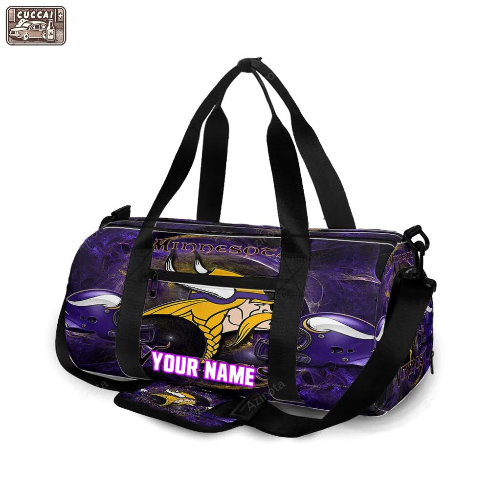 Minnesota vikings emblem helmet v2 personalized name travel bag gym bag 1796 Travel Bag