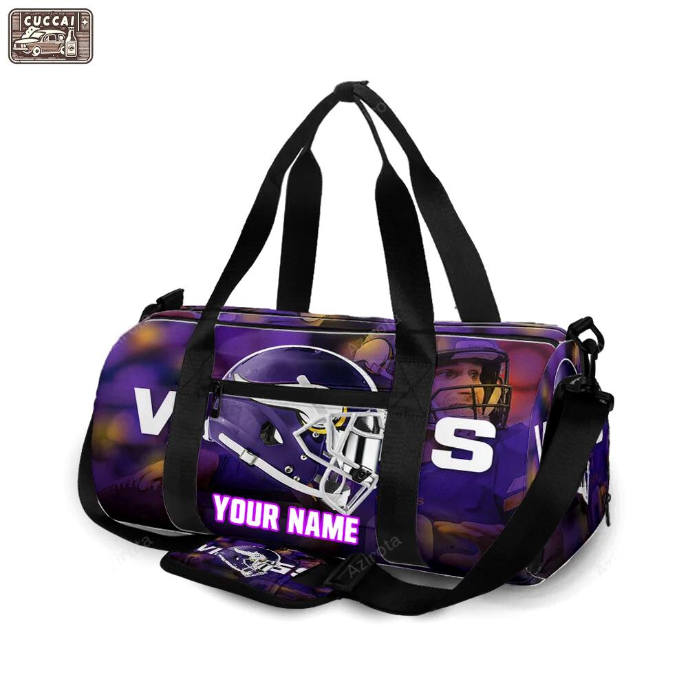Minnesota vikings emblem helmet v3 personalized name travel bag gym bag 1353 Travel Bag