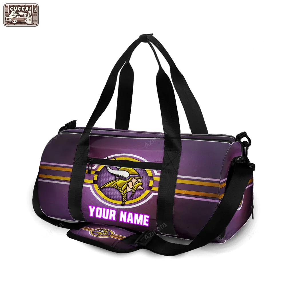 Minnesota vikings emblem metal v2 personalized name travel bag gym bag 253 Travel Bag