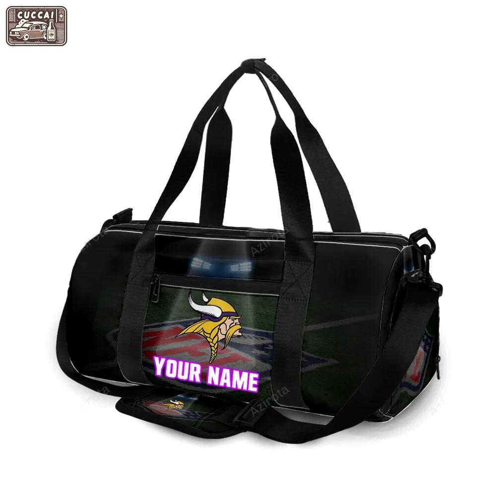 Minnesota vikings emblem nfl field personalized name travel bag gym bag 698 Travel Bag