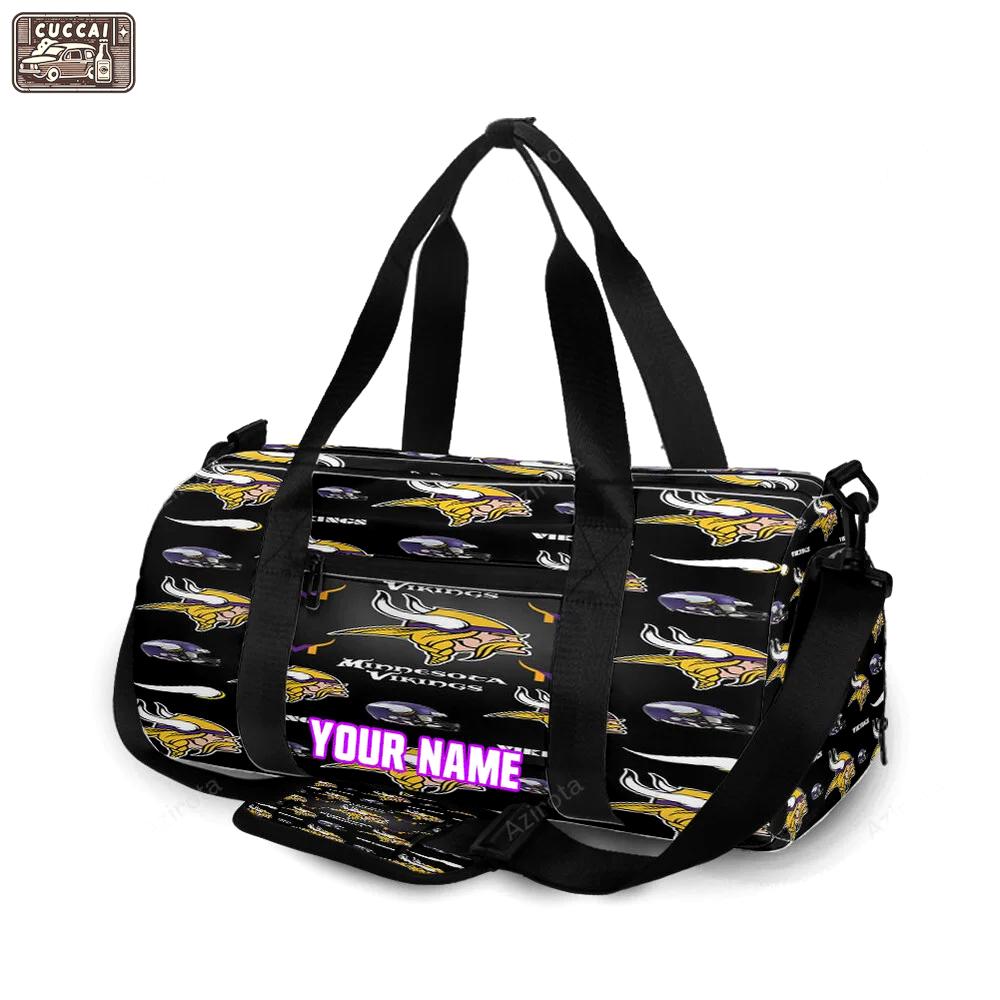 Minnesota vikings emblem v14 personalized name travel bag gym bag 220 Travel Bag