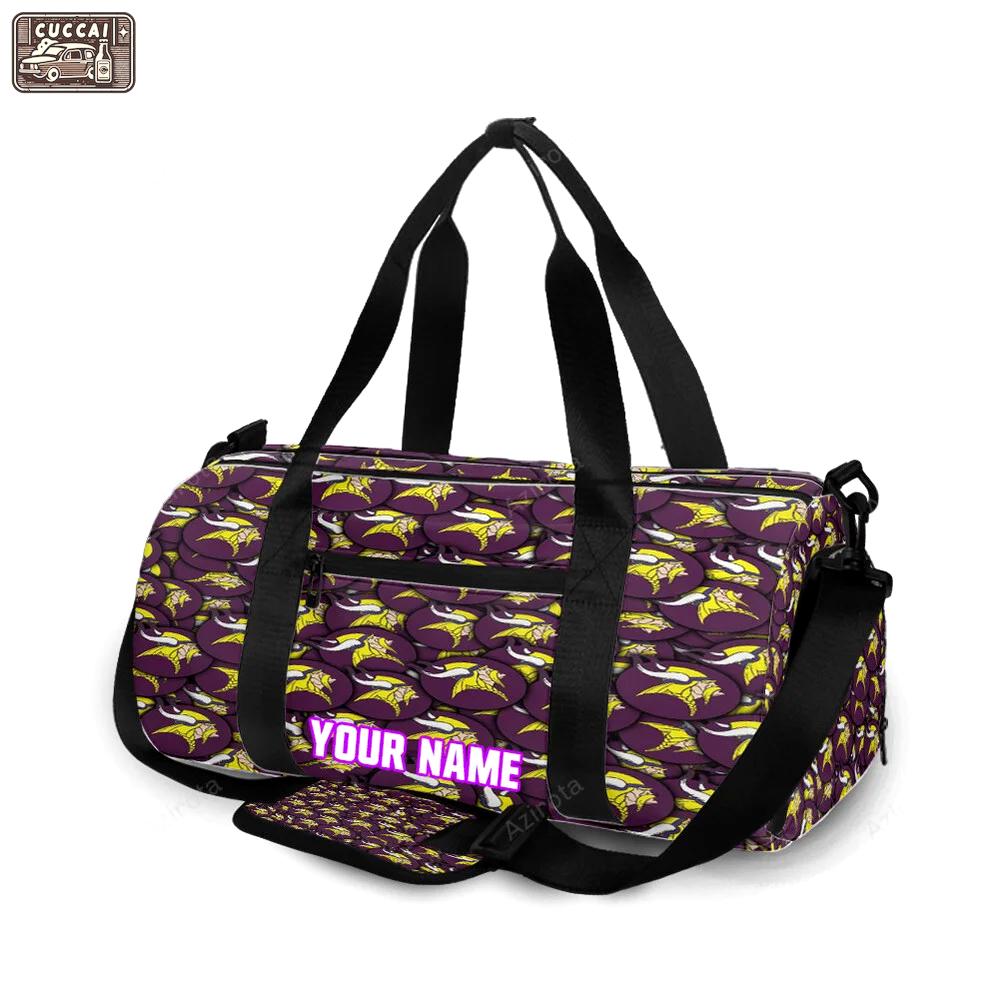 Minnesota vikings emblem v9 personalized name travel bag gym bag 824 Travel Bag