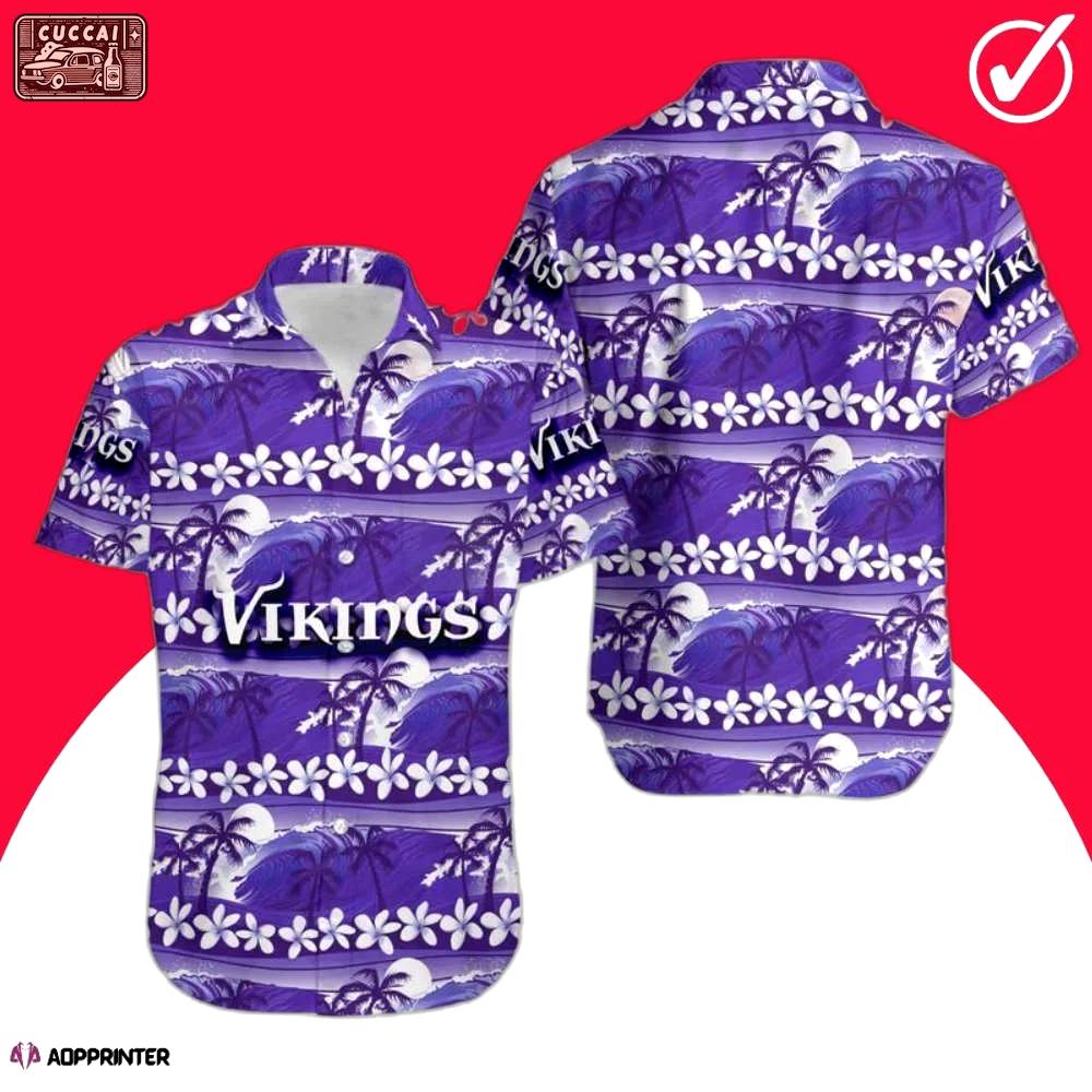 Minnesota vikings flower and coconut trees hawaiian shirt Hawaii Shirt
