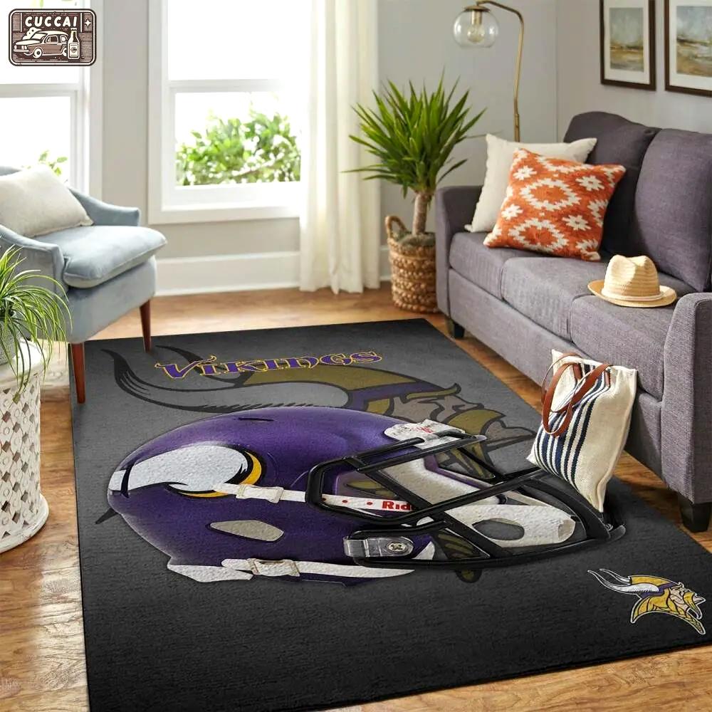 Minnesota vikings nfl area rugs helmet living room sports rug regtangle carpet Rectangle Rug