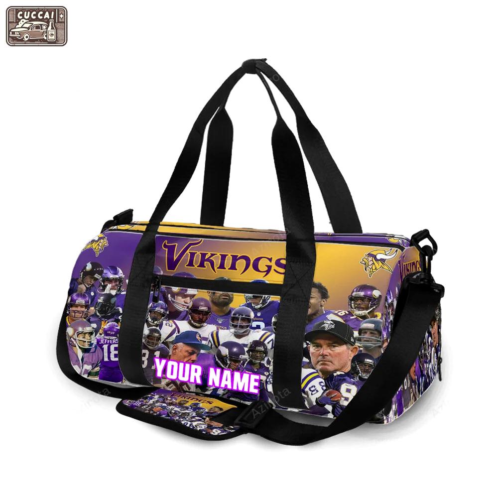 Minnesota vikings team v5 personalized name travel bag gym bag 1712 Travel Bag