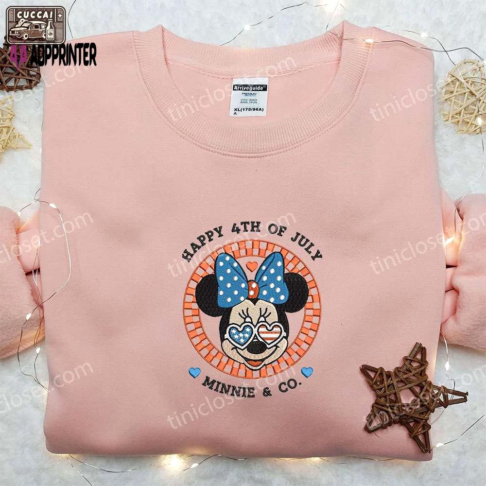 Minnie mouse 4th of july shirt: disney embroidered gift for national day celebrations Embroidered Shirt