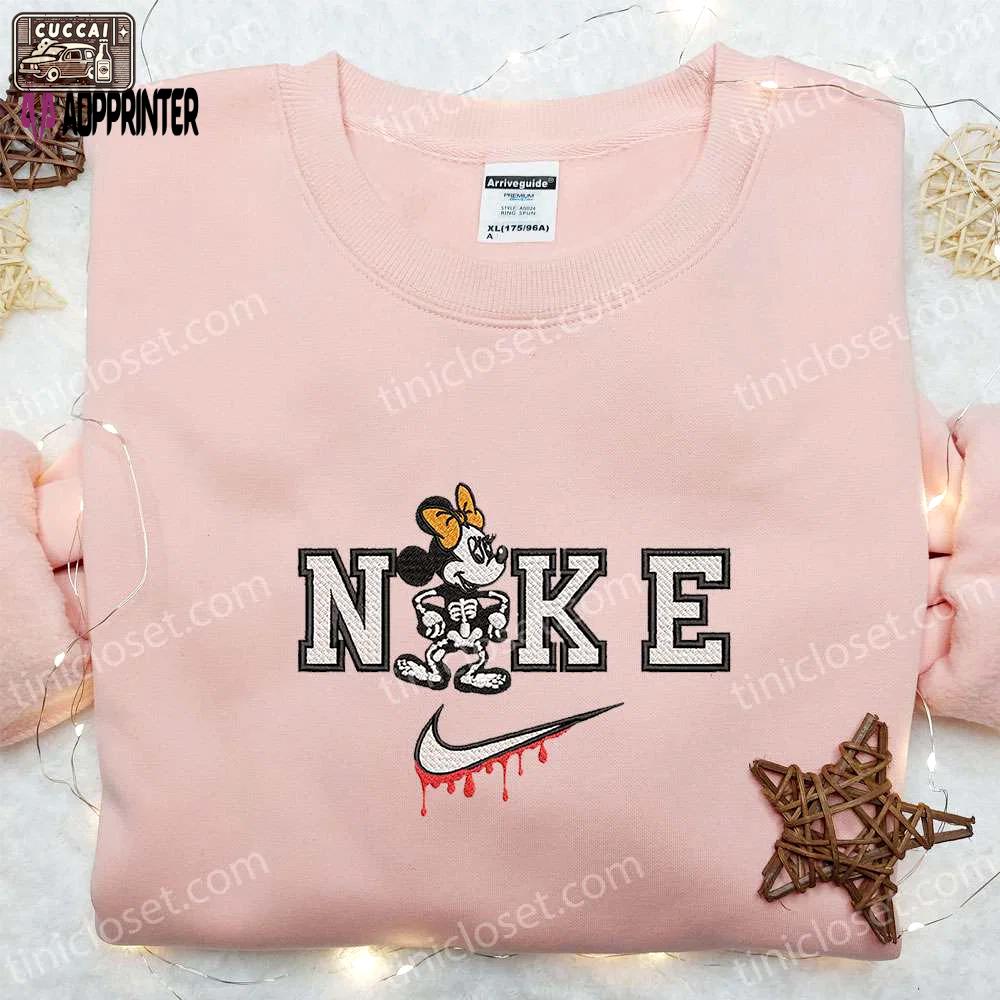 Minnie mouse skeleton x nike embroidered hoodie and shirt: best halloween gift ideas Embroidered Shirt