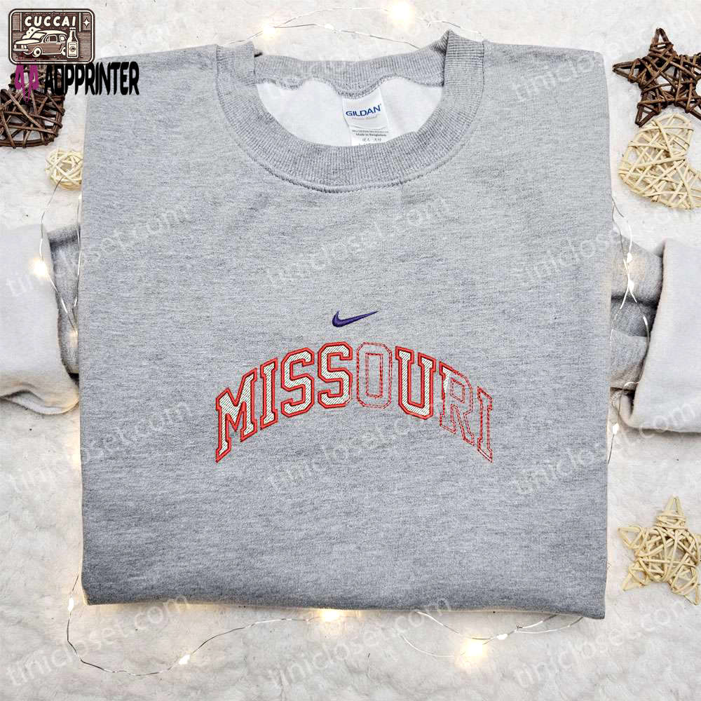 Missouri x nike swoosh & nation flag embroidered shirts – custom nike apparel Embroidered Shirt