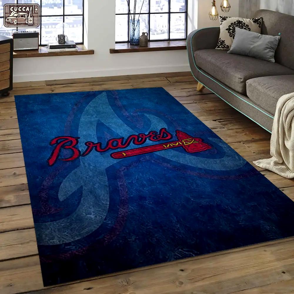 Mlb atlanta braves baseball team logo rectangle area ab04 Rectangle Rug