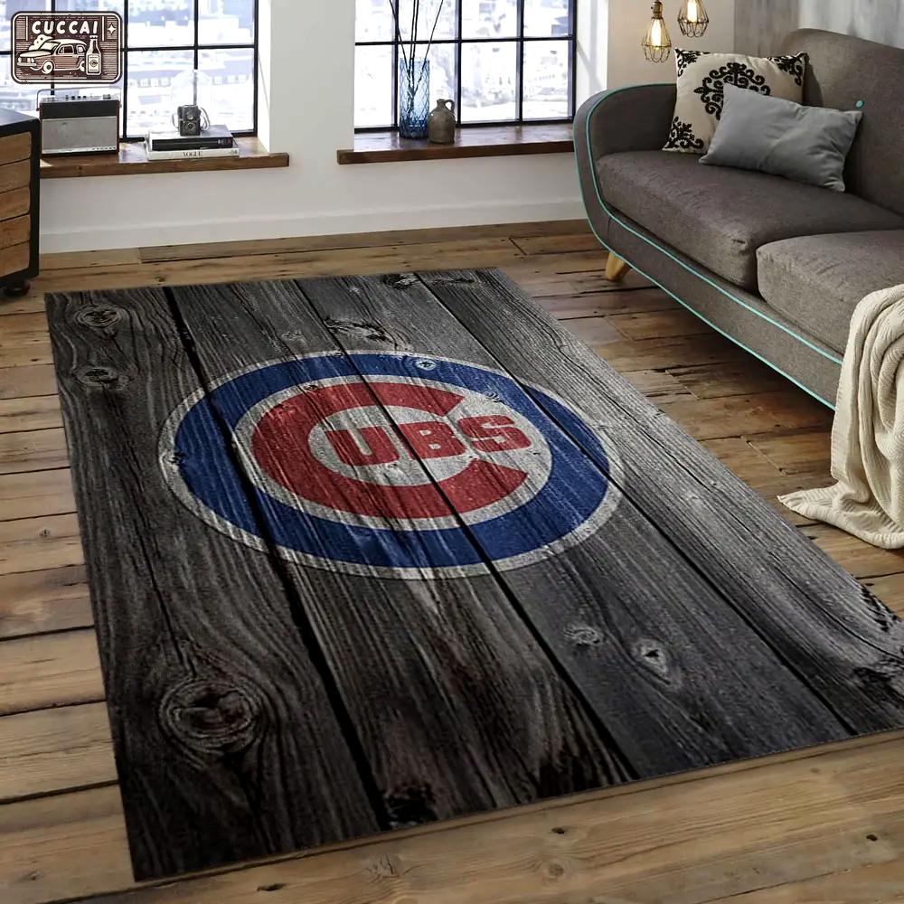 Mlb chicago cubs baseball team logo rectangle area cc08 Rectangle Rug