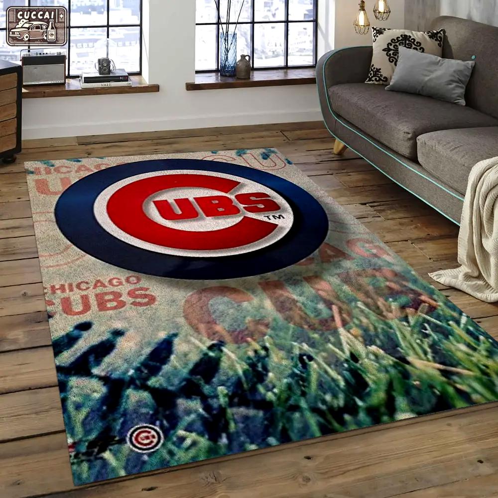 Mlb chicago cubs baseball team logo rectangle area cc42 Rectangle Rug