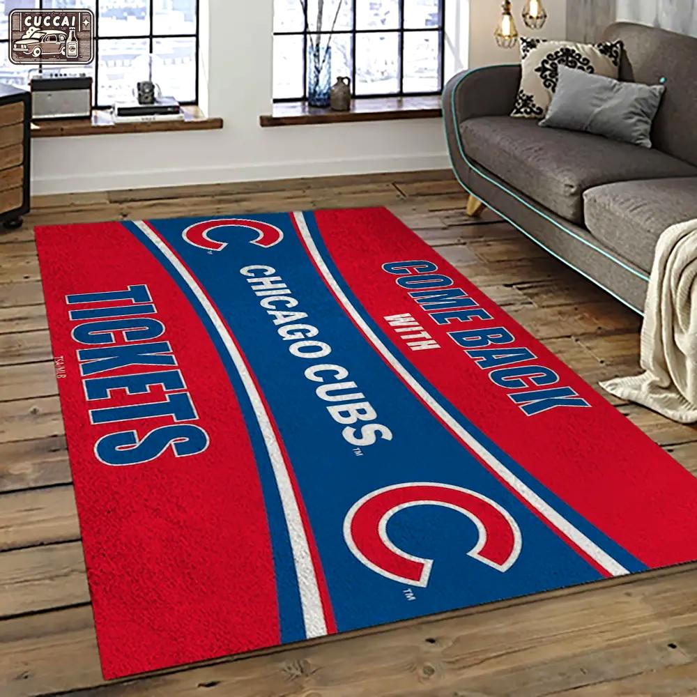 Mlb chicago cubs baseball team logo sport carpet rectangle area rug for living room cac06 Rectangle Rug