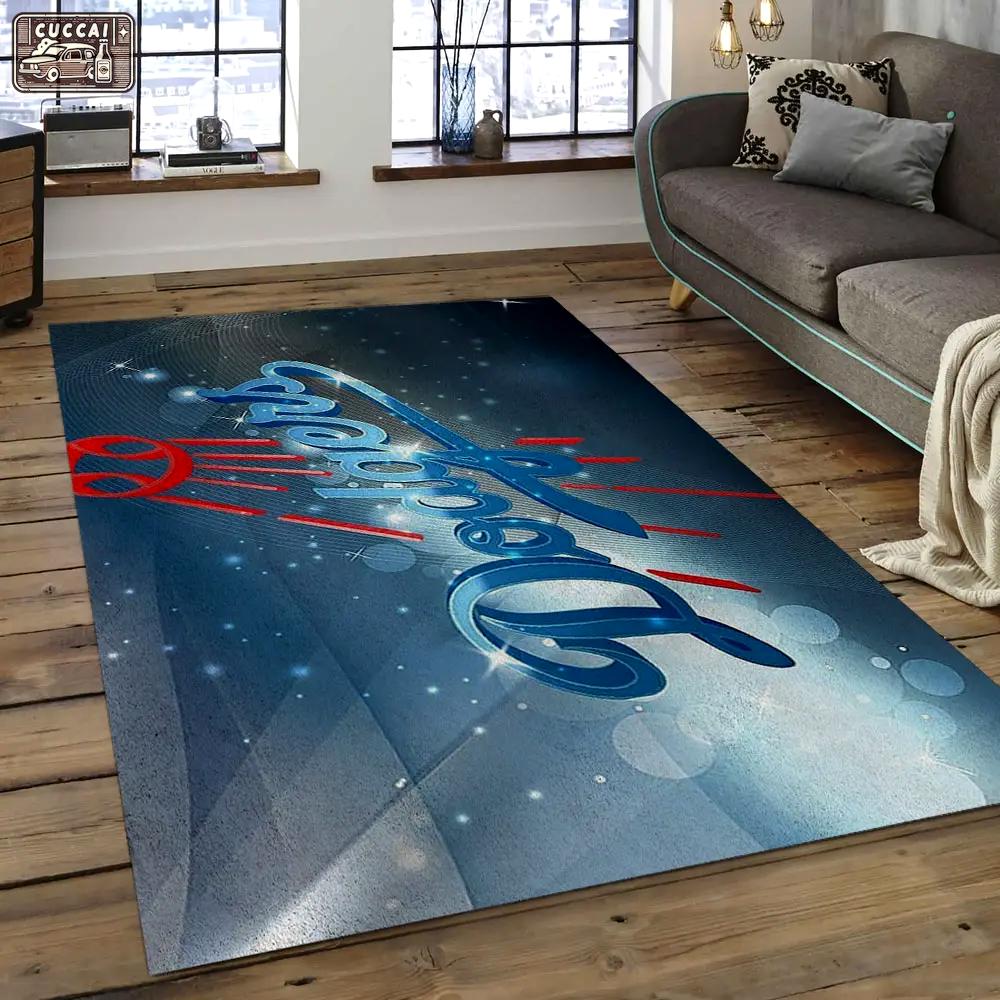 Mlb los angeles dodgers baseball team logo rectangle area lad09 Rectangle Rug
