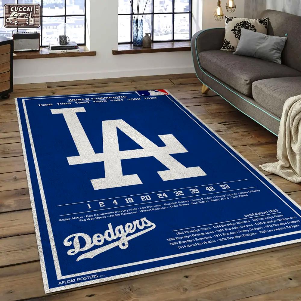 Mlb los angeles dodgers baseball team logo rectangle area lad10 Rectangle Rug