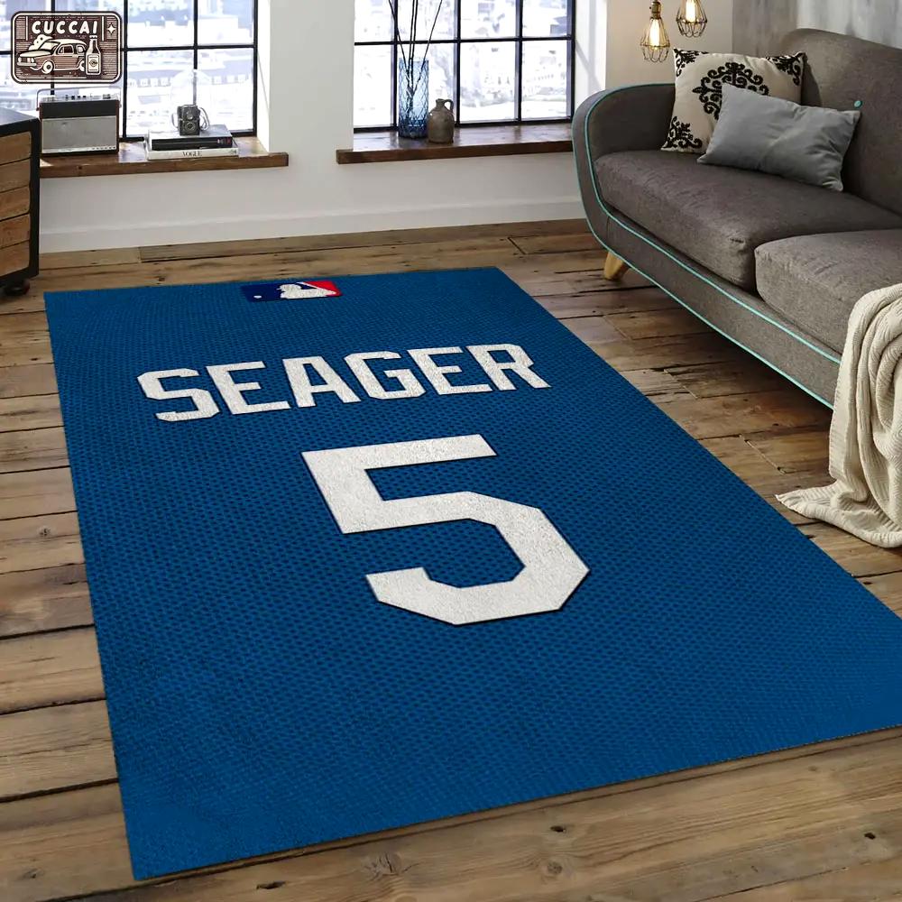 Mlb los angeles dodgers baseball team logo rectangle area lad20 Rectangle Rug