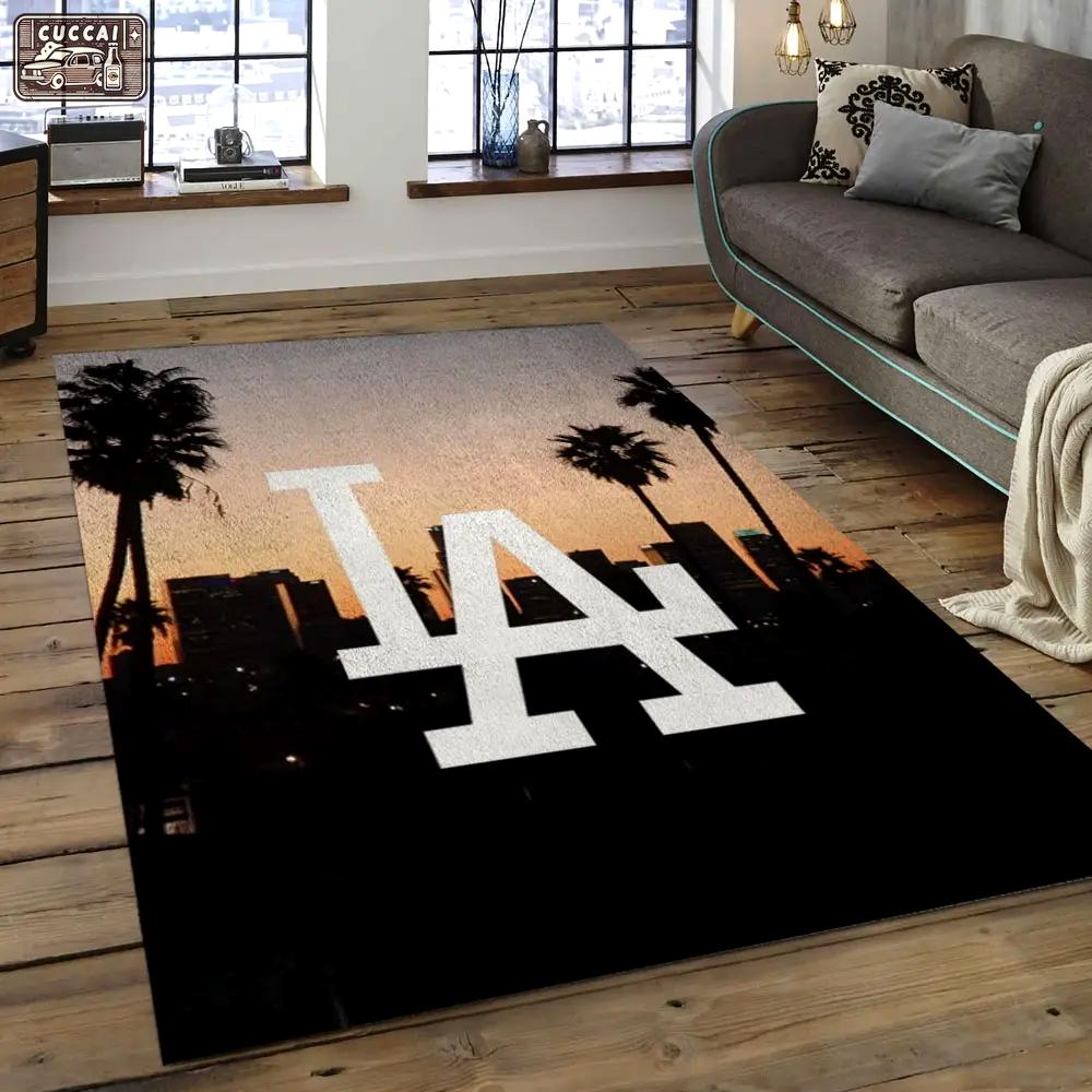 Mlb los angeles dodgers baseball team logo rectangle area lad43 Rectangle Rug