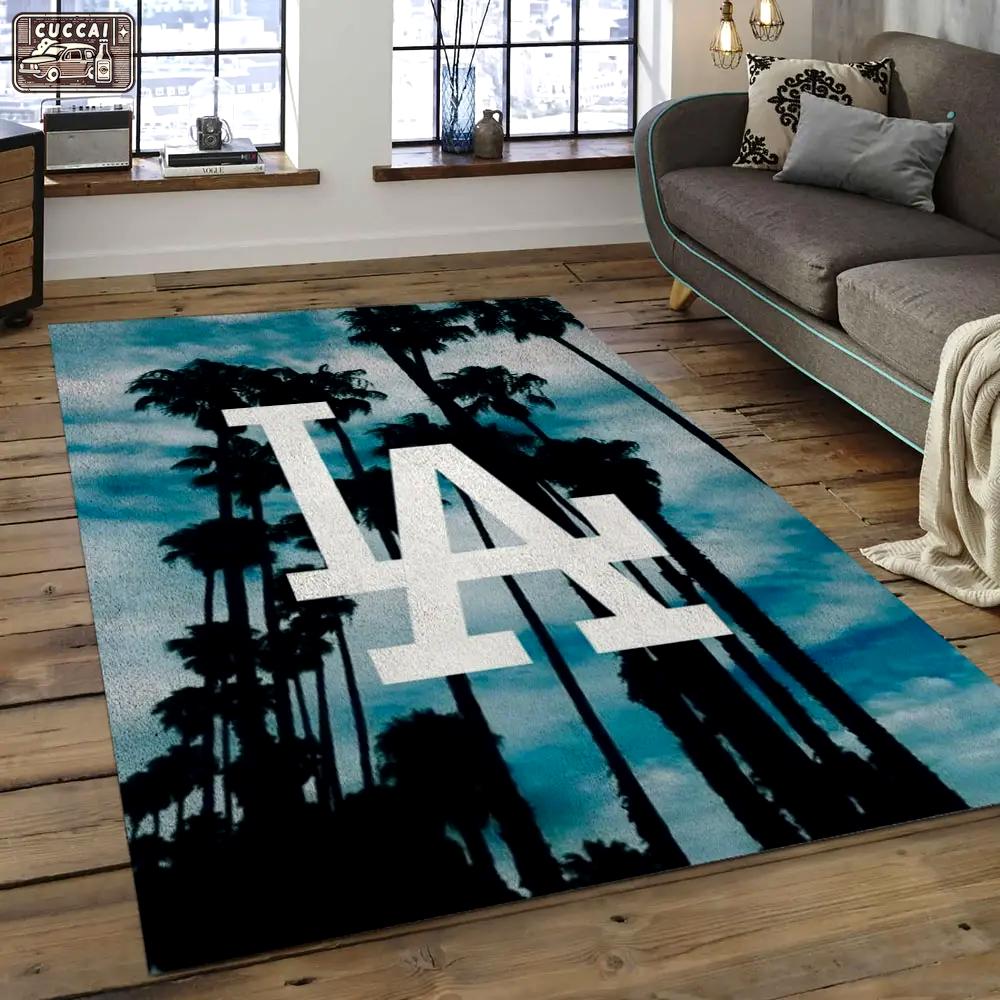 Mlb los angeles dodgers baseball team logo rectangle area lad46 Rectangle Rug