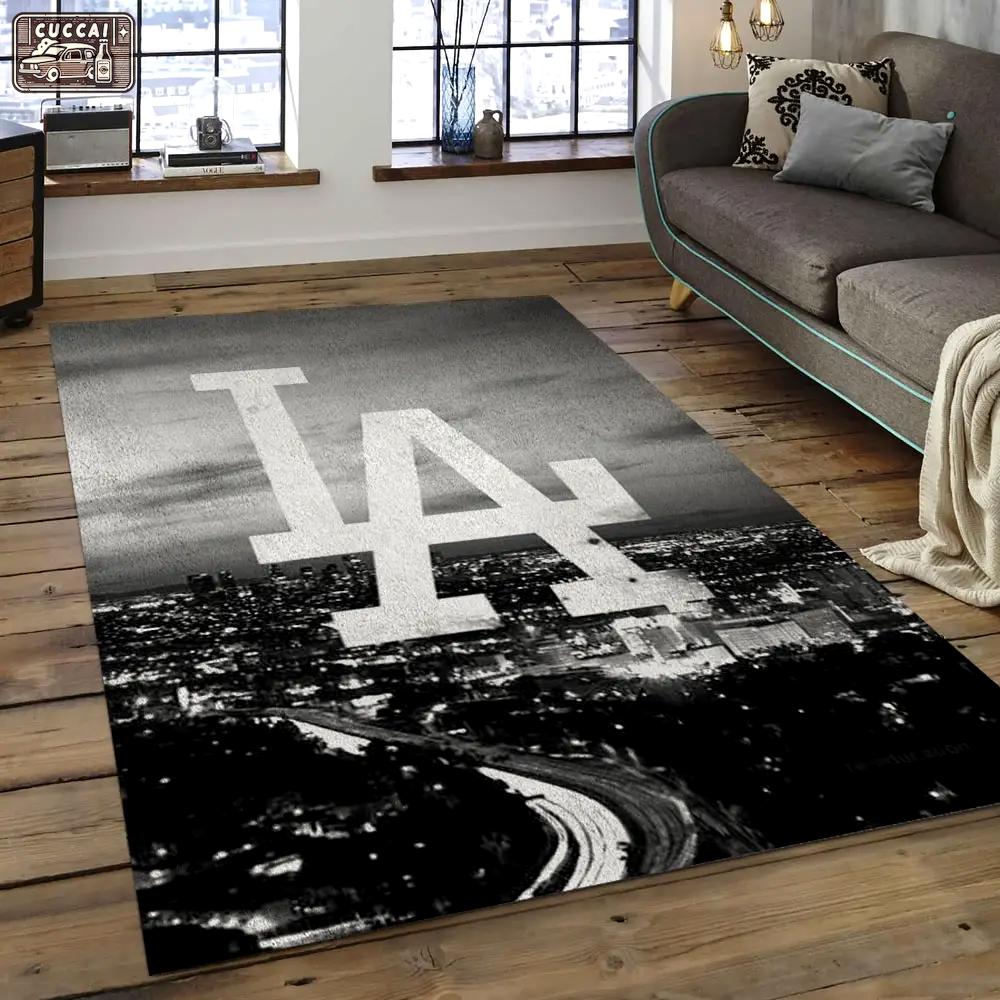 Mlb los angeles dodgers baseball team logo rectangle area lad47 Rectangle Rug