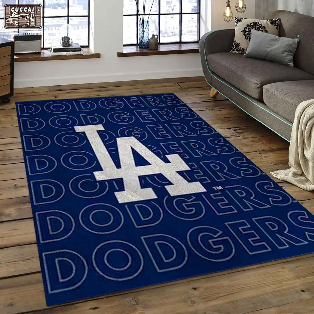 Mlb los angeles dodgers baseball team logo rectangle area lad56 Rectangle Rug