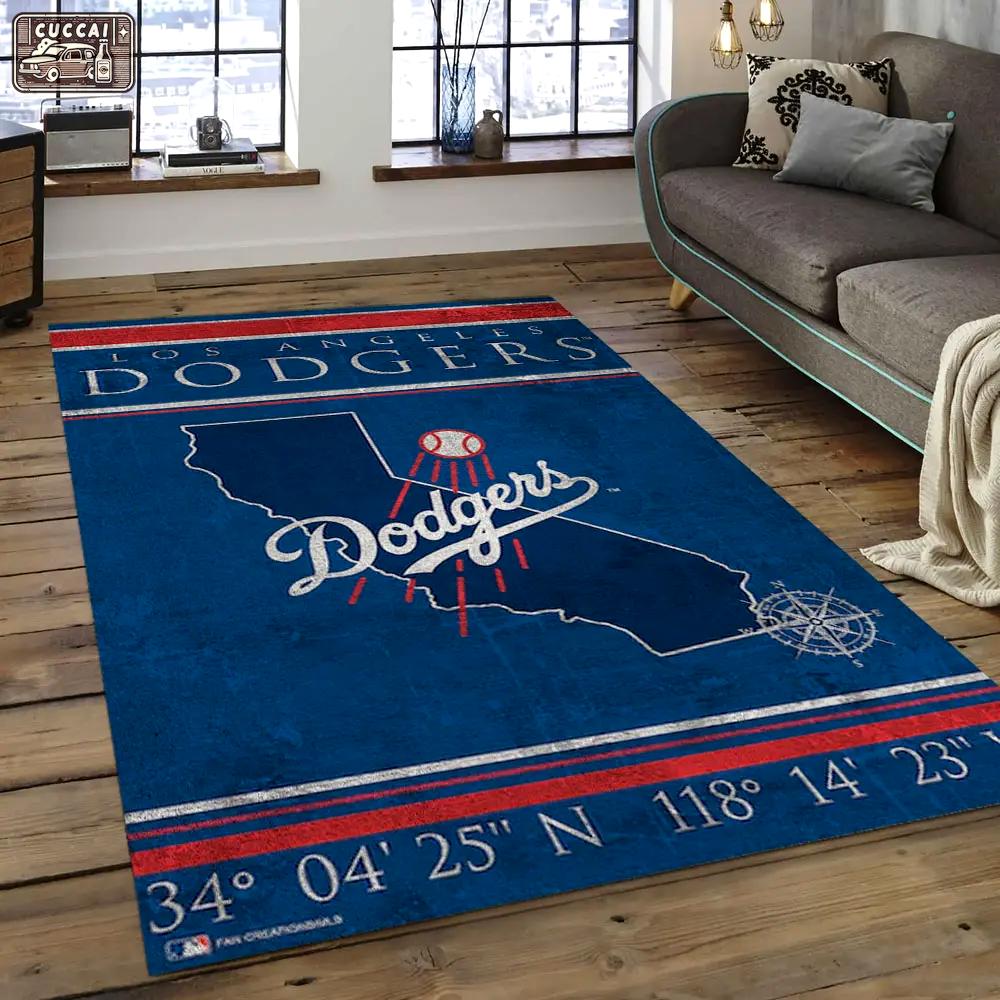 Mlb los angeles dodgers baseball team logo rectangle area lad67 Rectangle Rug
