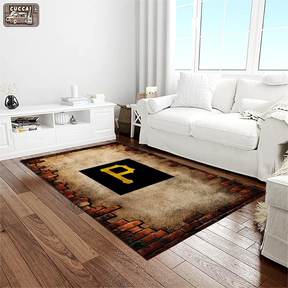 Mlb pittsburgh pirates baseball team logo rectangle area rug pp34 Rectangle Rug