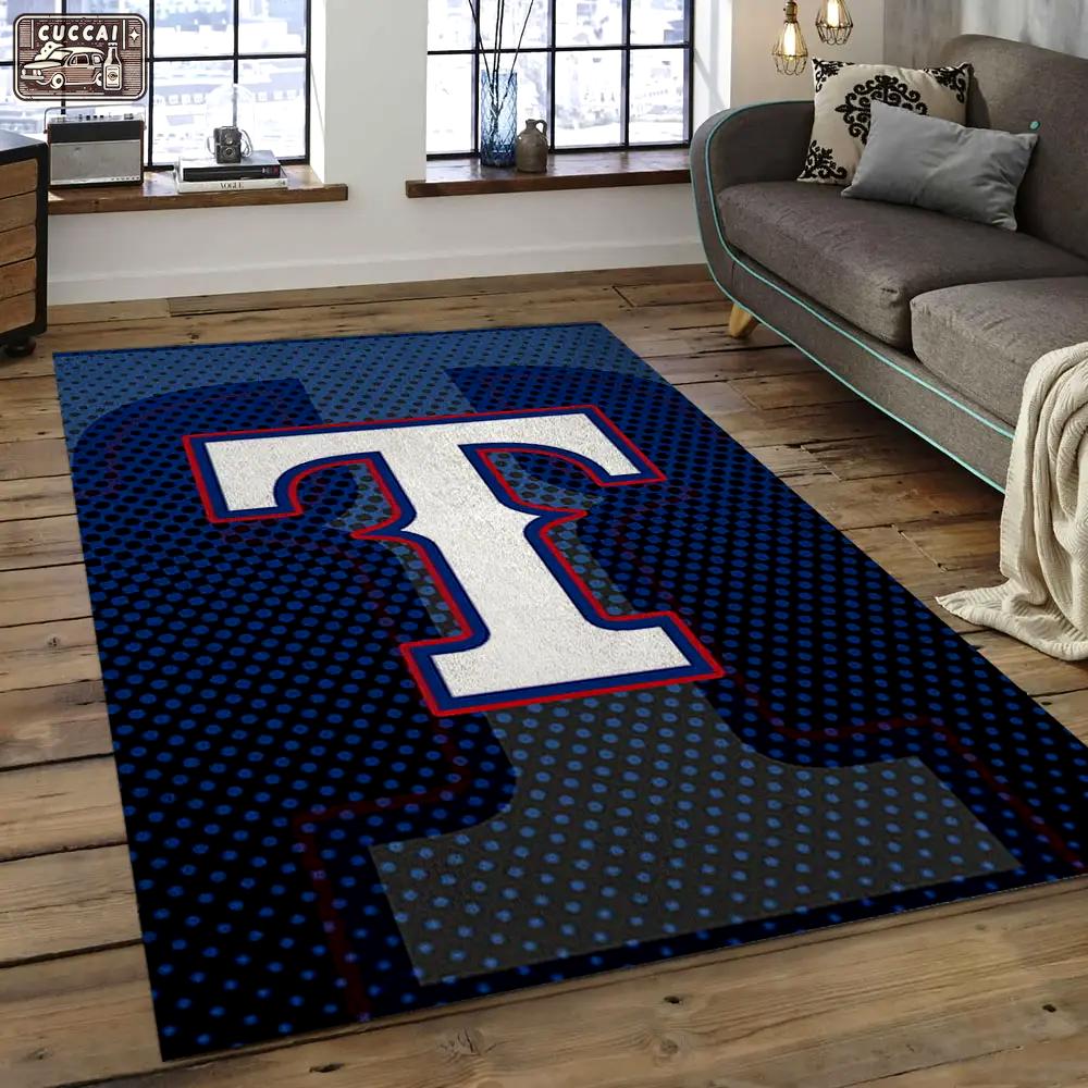 Mlb texas rangers baseball team logo rectangle area tr05 Rectangle Rug