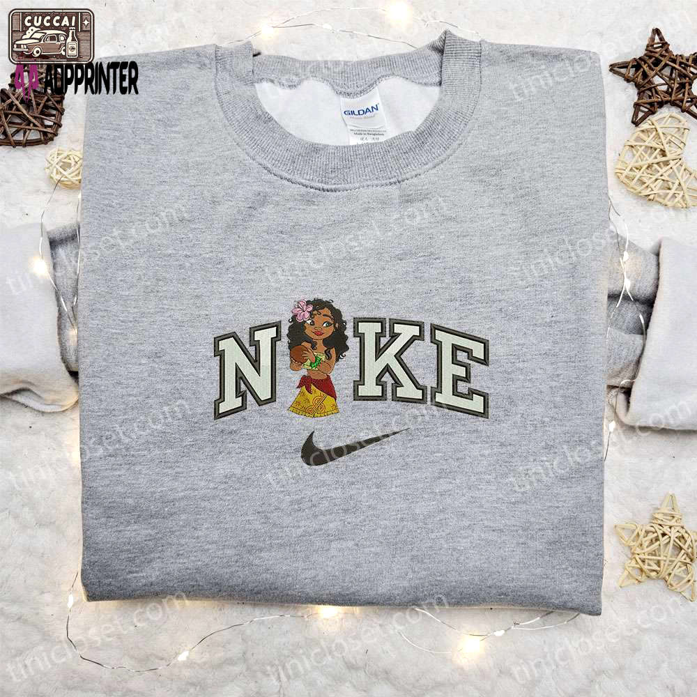 Moana x nike cartoon embroidered shirt – disney characters nike inspired apparel Embroidered Shirt