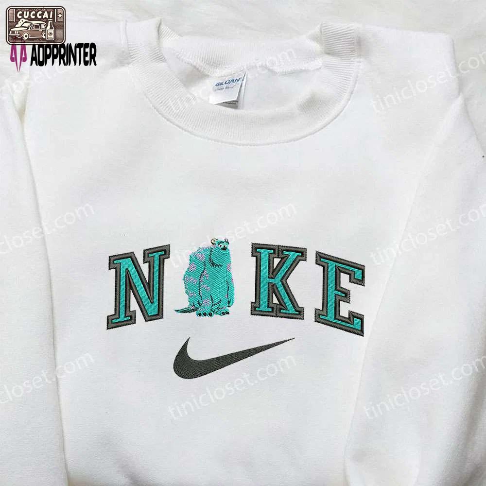 Monsters inc disney embroidered shirt – james p sullivan x nike swoosh nike inspired sweatshirt Embroidered Shirt