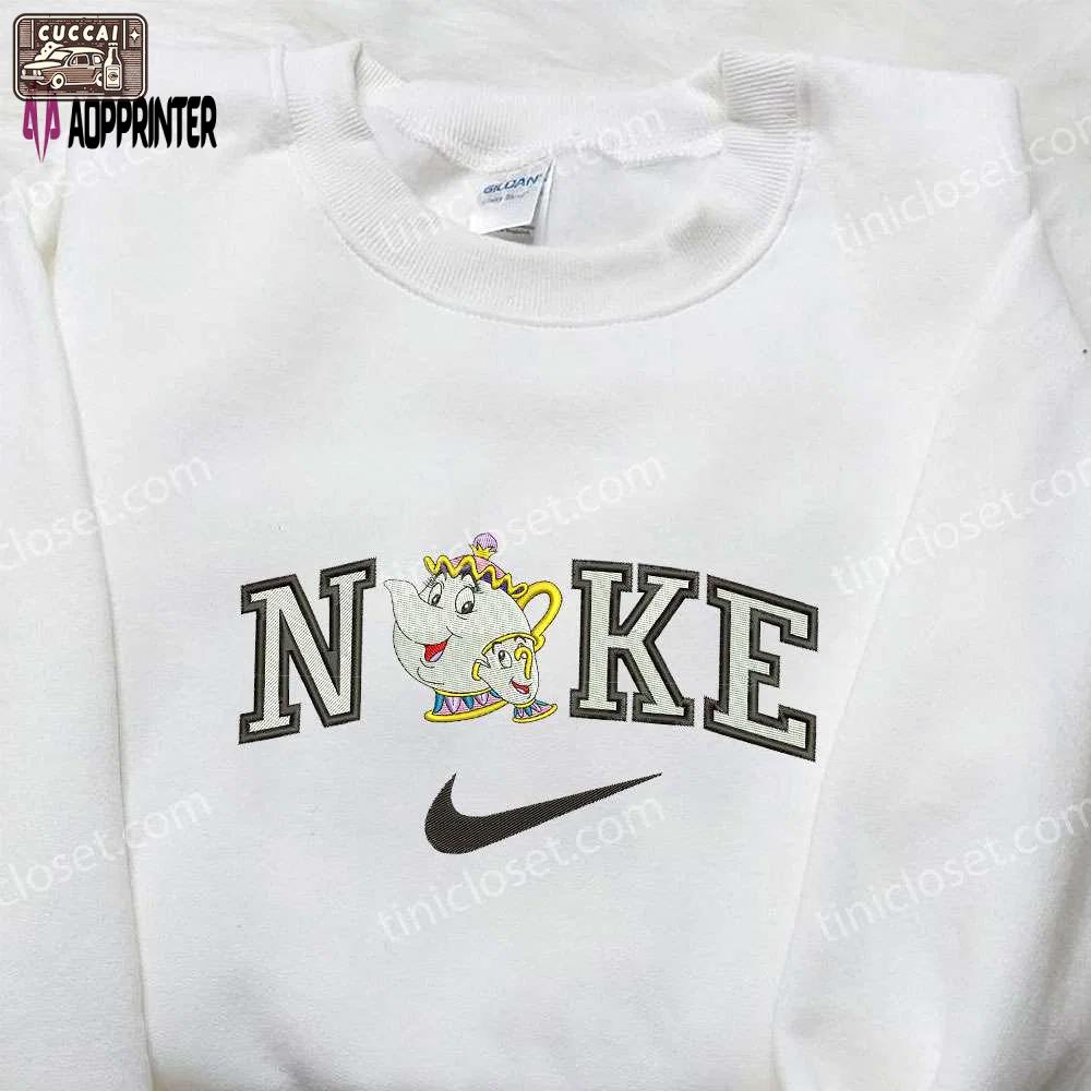 Mrs potts chip x nike embroidered shirt – beauty and the beast custom tee Embroidered Shirt