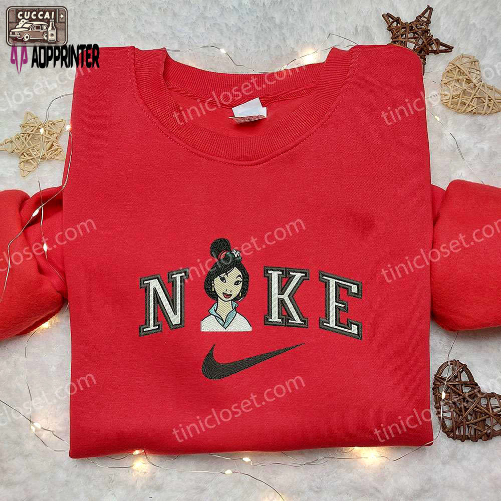 Mulan x nike embroidered shirt: disney movie inspired Embroidered Shirt