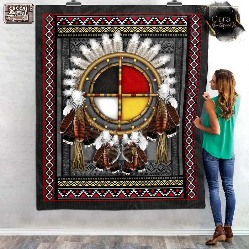 Native american dream catcher fleece blanket, mink sherpa blanket, dream catcher blanket, native american quilt, brocade blanket Quilt Blanket
