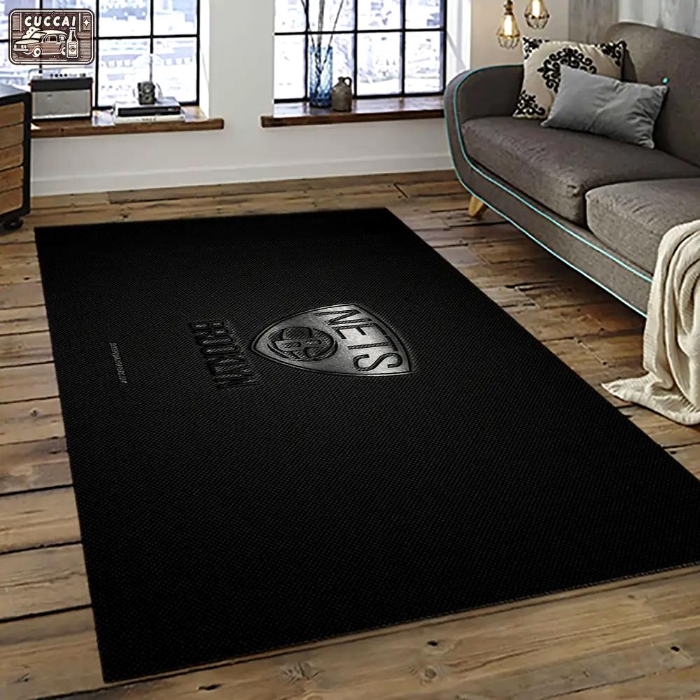 Nba brooklyn nets basketball team logo sport carpet rectangle area rug for living room brn24 Rectangle Rug