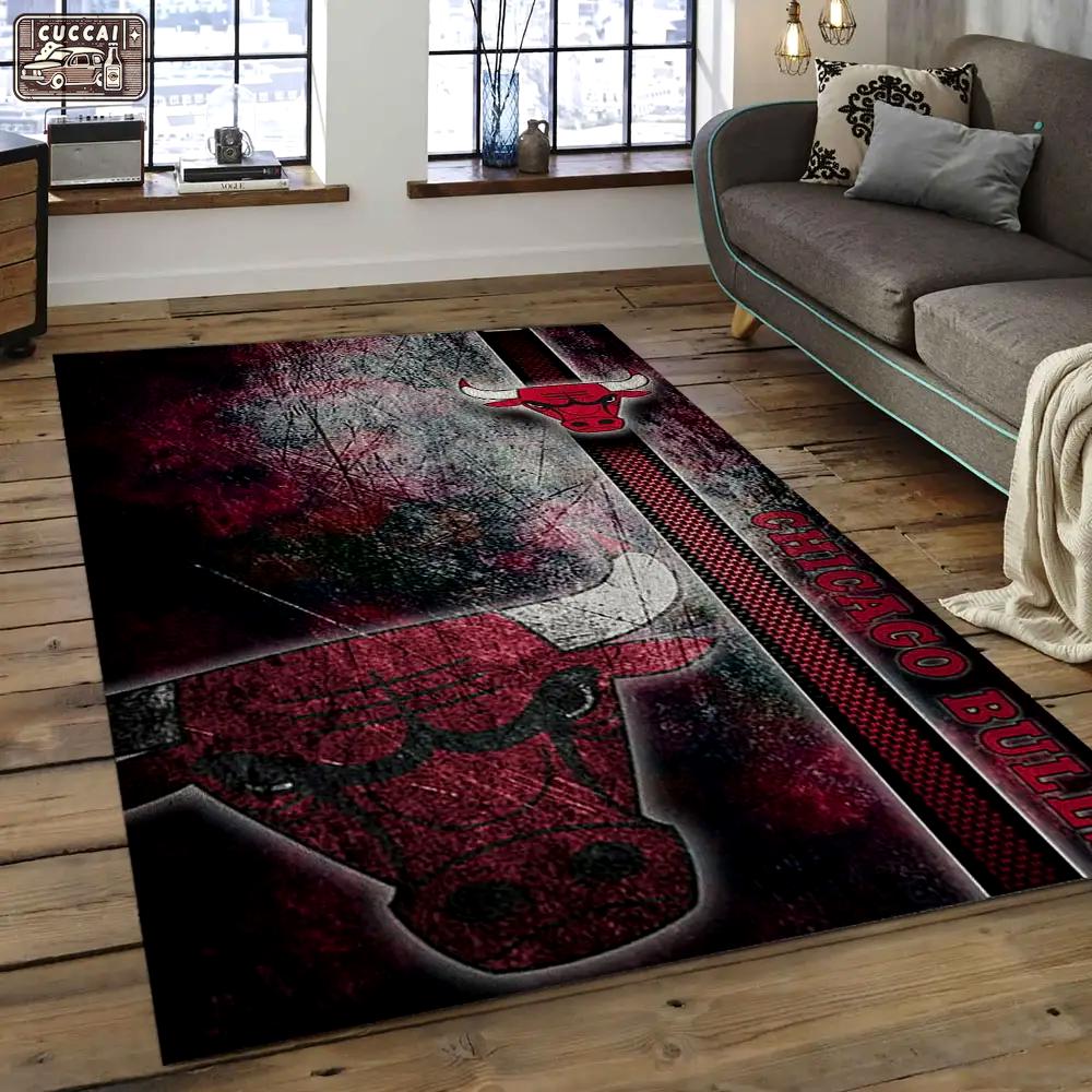 Nba chicago bulls basketball legend team logo rectangle area cb12 Rectangle Rug