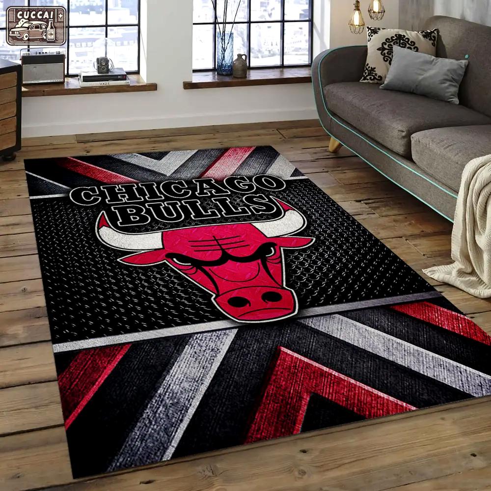 Nba chicago bulls basketball legend team logo rectangle area cb38 Rectangle Rug