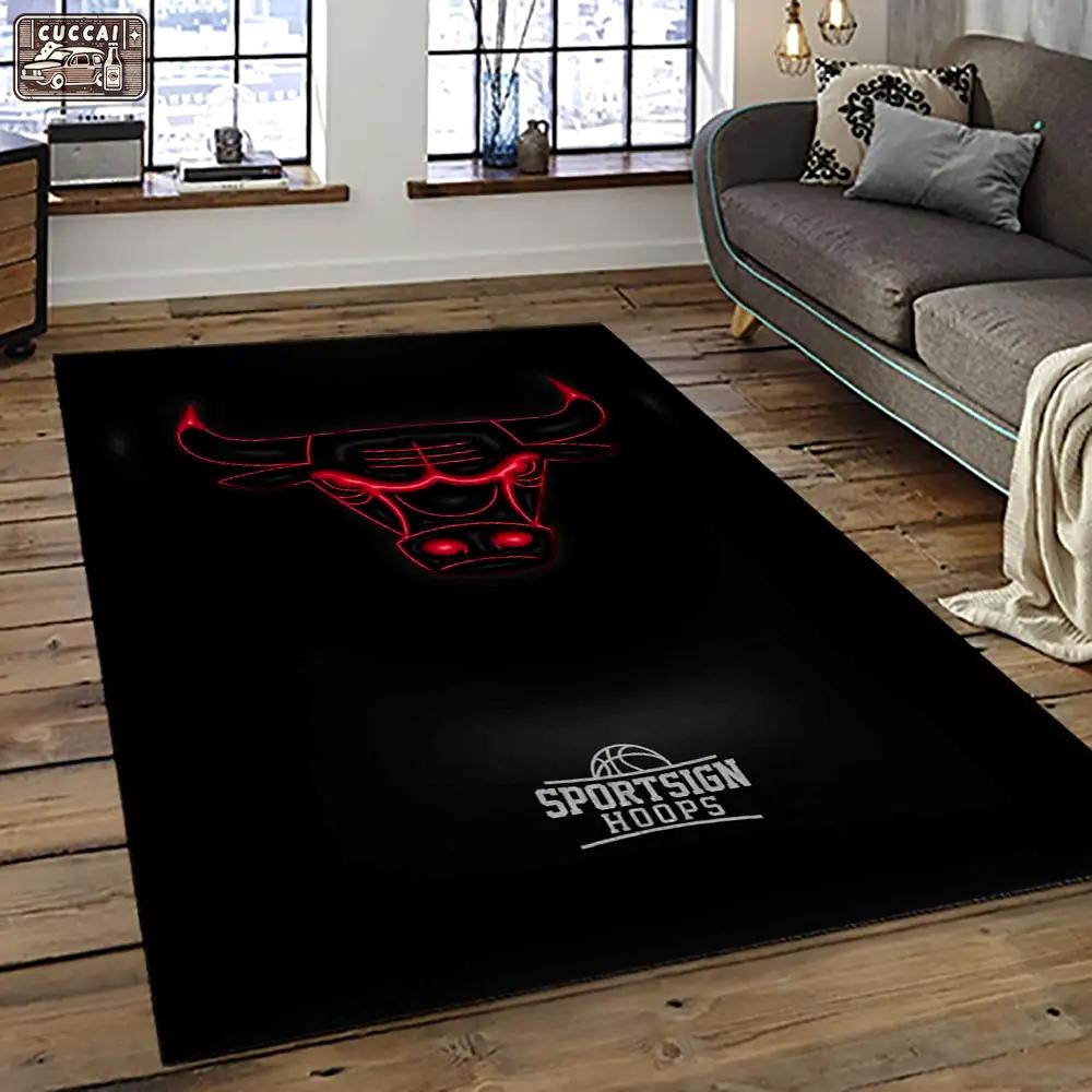 Nba chicago bulls basketball team logo sport carpet area rug home decor best gift for friends cb64 Rectangle Rug