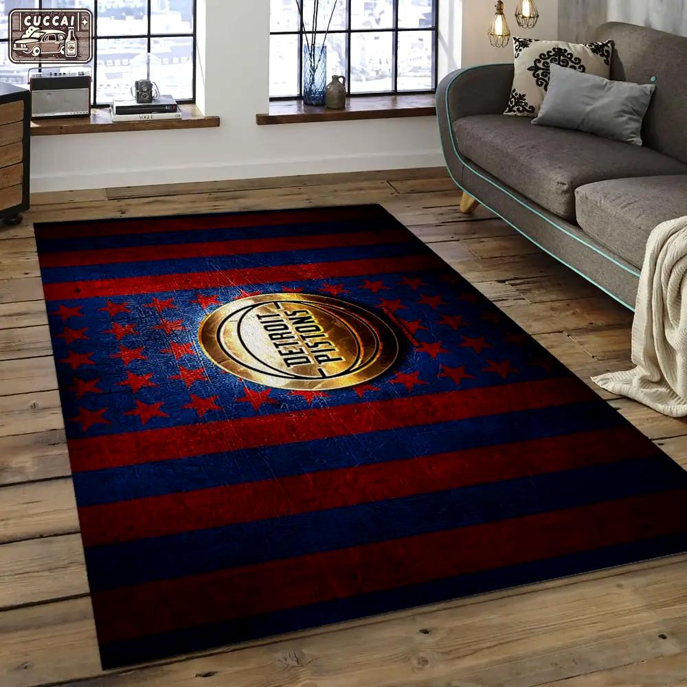 Nba detroit pistons basketball legend team logo rectangle area dp02 Rectangle Rug