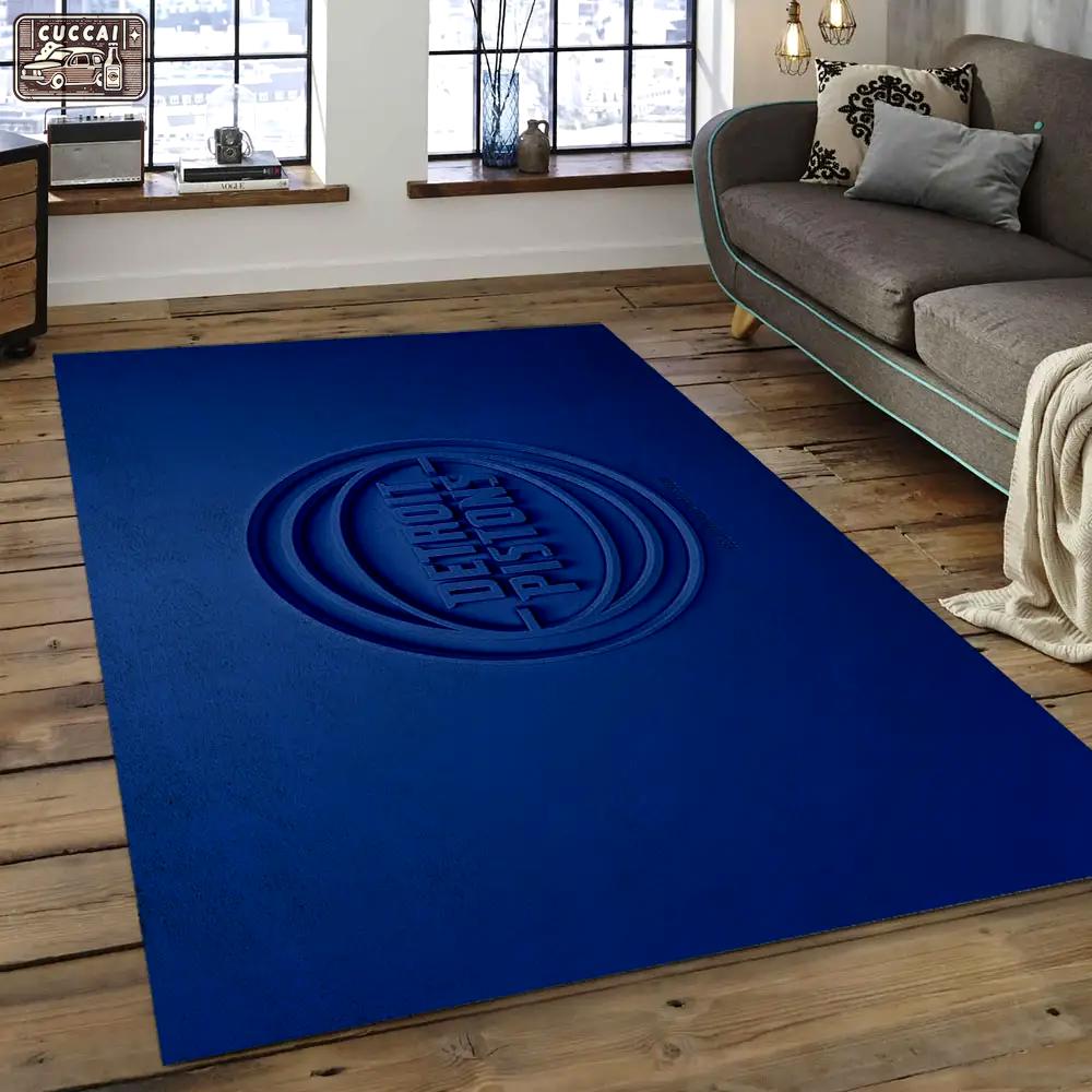 Nba detroit pistons basketball legend team logo rectangle area dp09 Rectangle Rug